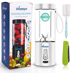 Wozeyo Portable Blender for Shakes and Smoothies (530ml) – Handheld Personal Mini Blender Smoothie Juicer Cup with 4000mAh Rechargeable Battery & Multipurpose Fruit Knife for Home & Office – White
