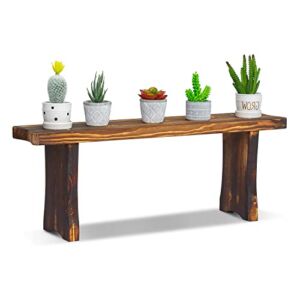 MoNiBloom Wood Plant Stand, Flower Display Rack Pot Holder Planter Organizer Bench Indoor Outdoor Support Modern Home Décor- Low Style, Carbonized