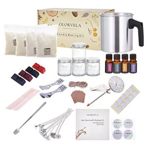 olorvela Soy Candle Making Kit for Adults with Soy Wax & Candle Wax Melting Pot, Candle Making Supplies with Instructions, Candle Jars Glass – Complete Supplies to Create 4 Scented Jar Candles