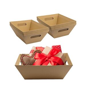 [10 Pk] Baskets for Gifts Empty| 8×10” Small Rectangular Kraft Basket with Handles|Wine, Christmas, Easter| Snacks, Farmers Market, Charity, Organizing, Shelf| Gift to Impress-Upper Midland Products