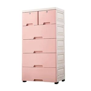 LOYALHEARTDY Plastic Drawers Dresser, Storage Cabinet with 6 Drawers, Closet Drawers Tall Dresser Organizer, Vertical Clothes Storage Tower for Clothes, Toys, Playroom, Bedroom Furniture (Pink)