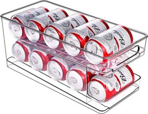 BingoHive Rolling Soda Can Organizer for Refrigerator Can Dispenser for Beer Soda Seltzer Pop Can Soda Organizer for Refrigerator 10 Standard Size 11.15oz or 12oz Cans Holder Storage