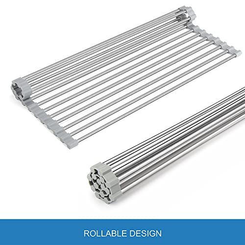 Roll Up Dish Drying Rack, Multipurpose Over The Sink Roll-Up Drying Rack, Stainless Steel Foldable Dish Drying Rack for Kitchen Counter Space Saving | The Storepaperoomates Retail Market - Fast Affordable Shopping