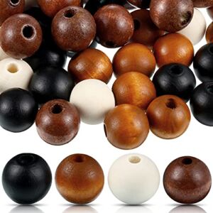 160 Pieces Wood Beads Colorful Wood Beads Rustic Farmhouse Wood Beads for Craft Natural Wood Handmade Polished Spacer Boho Beads (Relaxing Color,1.6 cm)