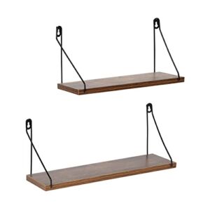 Amazon Brand – Pinzon Floating Shelves for Wall Storage, Wall Mounted Shelf for Bedroom Living Room Bathroom Kitchen, Brown (Set of 2)
