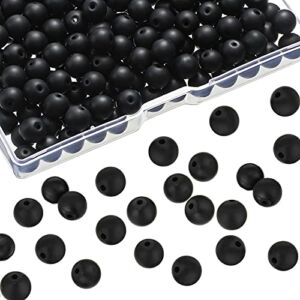 Ecally 300 Pieces Black Matte Onyx Beads Natural Black Agate Round Beads Frosted Onyx Gemstone Loose Beads for Bracelet Necklace Jewelry DIY Making (8 mm)
