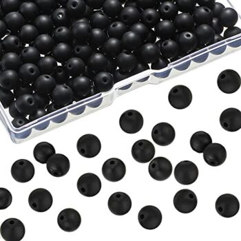 Ecally 300 Pieces Black Matte Onyx Beads Natural Black Agate Round Beads Frosted Onyx Gemstone Loose Beads for Bracelet Necklace Jewelry DIY Making (8 mm) | The Storepaperoomates Retail Market - Fast Affordable Shopping