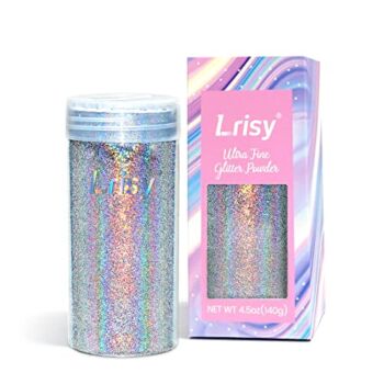 Lrisy Holographic Extra Fine Glitter Powder with Shaker Lid, Craft Glitter Sequins for Epoxy Resin, Slime,Tumblers,Nail&Painting Arts 140g/4.5oz (Ultra Thin Holographic Silver) | The Storepaperoomates Retail Market - Fast Affordable Shopping