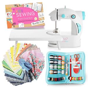 CraftBud Mini Sewing Machine for Beginners with Sewing Kit, 122 PC Dual Speed Portable Sewing Machine, Travel Small Sewing Machine Kit, Kids Sewing Machine Ages 8-12 with DIY Sewing Book & More