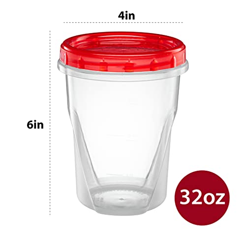 (32 Ounce 10 Pack)Twist cap Deli Containers Clear Bottom With Red Top Screw on Lids Twist Top Food Storage Freezer Containers | The Storepaperoomates Retail Market - Fast Affordable Shopping