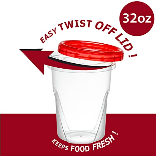 (32 Ounce 10 Pack)Twist cap Deli Containers Clear Bottom With Red Top Screw on Lids Twist Top Food Storage Freezer Containers | The Storepaperoomates Retail Market - Fast Affordable Shopping