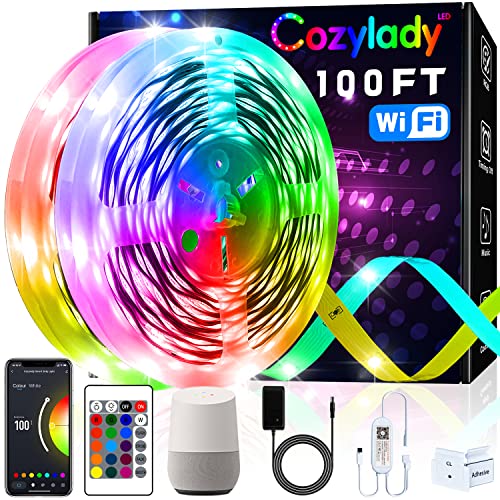 100FT WiFi LED Strip Light, Cozylady LED Light Strip Compatible with Alexa, Google Home, LED Lights for Bedroom, Kitchen | The Storepaperoomates Retail Market - Fast Affordable Shopping