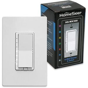 HomeSeer HS-WX300 Z-Wave Plus Smart Dimmer & Switch w/RGB LED indicators, Multi-Tap Automation Triggers | No Neutral Required | Built-in Repeater | Works with Alexa, Google Home & IFTTT | Hub Required