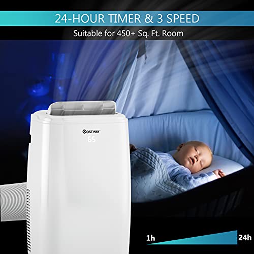 COSTWAY 1,2000 BTU Portable Air Conditioner, Cooling for space up to 450 sq. ft with 3 Modes, Multifunctional Air Cooler with Remote Control and Washable Filter, 3 Fan Speeds & Sleep Mode, Suitable for Bedroom Kitchen | The Storepaperoomates Retail Market - Fast Affordable Shopping