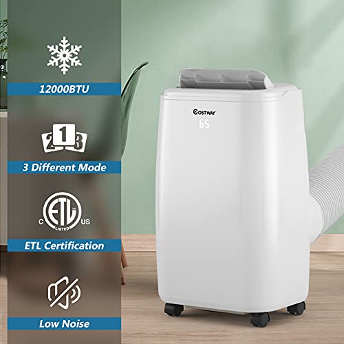 COSTWAY 1,2000 BTU Portable Air Conditioner, Cooling for space up to 450 sq. ft with 3 Modes, Multifunctional Air Cooler with Remote Control and Washable Filter, 3 Fan Speeds & Sleep Mode, Suitable for Bedroom Kitchen | The Storepaperoomates Retail Market - Fast Affordable Shopping