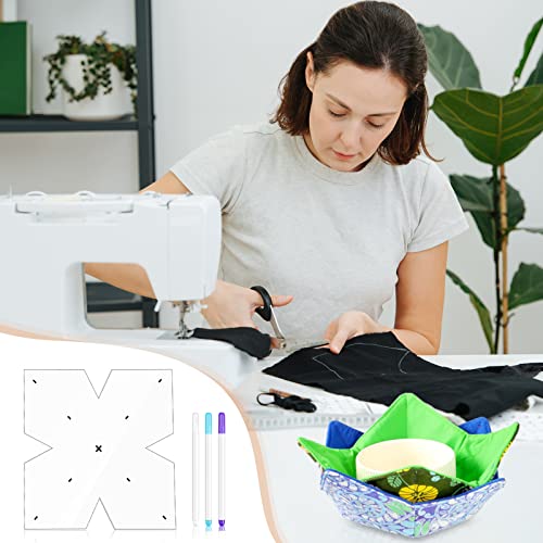 3 Pieces Bowl Cozy Pattern Template 3 Sizes 8/10/12 Inch Clear Acrylic Bowl Wrap Sewing Pattern Template with 3 Pieces Water Soluble Pen Bowl Batting Quilting Template Cut on Fold Stencil (Point Edge) | The Storepaperoomates Retail Market - Fast Affordable Shopping
