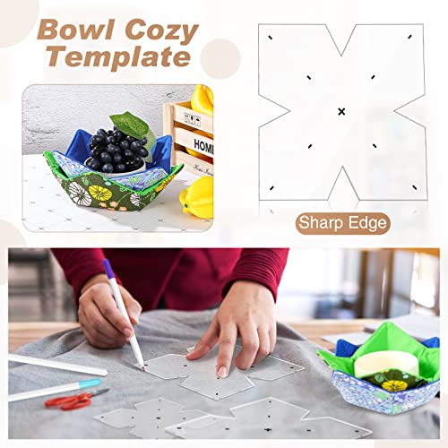 3 Pieces Bowl Cozy Pattern Template 3 Sizes 8/10/12 Inch Clear Acrylic Bowl Wrap Sewing Pattern Template with 3 Pieces Water Soluble Pen Bowl Batting Quilting Template Cut on Fold Stencil (Point Edge) | The Storepaperoomates Retail Market - Fast Affordable Shopping