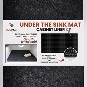 GridMat® Premium Thick Under The Sink Mat Cabinet Liner, Precision Custom Fit With Exclusive GridMat® Cutting System, Waterproof, Ultimate Absorption, Kitchen/Bathroom/Laundry (Charcoal, 24×34 Inches)