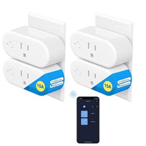Smart Plug,15A Wi-Fi Plug Compatible with Alexa and Google Home, Mini Outlet Socket Remote Control with Schedule Timer Function, Only for 2.4GHz Network, No Hub Required (4 Pack)