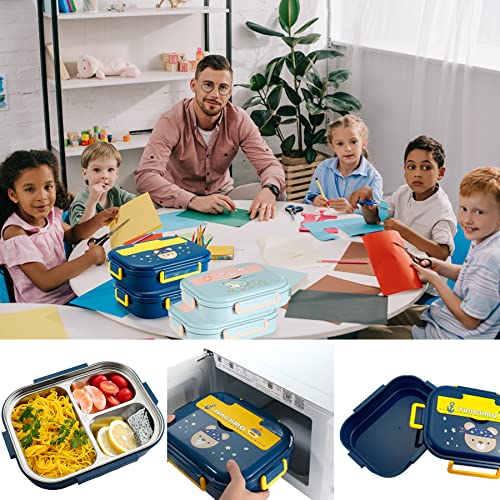Stainless Steel Lunch Box for Kids boys-Thermal Insulated Leak-proof 3 Compartment Students Bento Box is Ideal Portion Sizes for Ages 3 to 7-Ideal for School Lunch Picnics and Kids Snack Container | The Storepaperoomates Retail Market - Fast Affordable Shopping