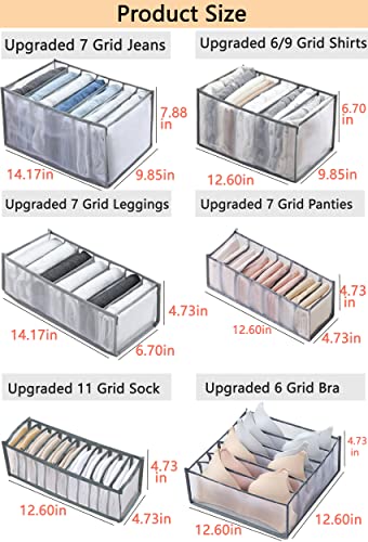 MUIRK Upgraded Wardrobe Clothes Organizer for Jeans,7PCS Jean Organizer,Jeans Compartment Storage,Mesh Clothes Storage Organizer for Bra (7PCS Upgraded:2Jeans+(Legging+Shirt+Panties+Sock+Bra)*1) | The Storepaperoomates Retail Market - Fast Affordable Shopping