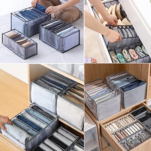 MUIRK Upgraded Wardrobe Clothes Organizer for Jeans,7PCS Jean Organizer,Jeans Compartment Storage,Mesh Clothes Storage Organizer for Bra (7PCS Upgraded:2Jeans+(Legging+Shirt+Panties+Sock+Bra)*1) | The Storepaperoomates Retail Market - Fast Affordable Shopping