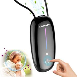 Timeage Personal Air Purifier,Wearable Air Purifier Necklace, Portable Mini Air Ionizer Eliminates Pollen,Smoke,Dust for Outdoor,Travel(Touch Panel)