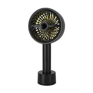 Aeroplus 5″ USB Rechargeable Battery Operated Portable Personal Handheld 3 Speed Mini Fan with Misting Option weatherproof includes dock & cable (Black) desk fan for home kitchen office travel camping