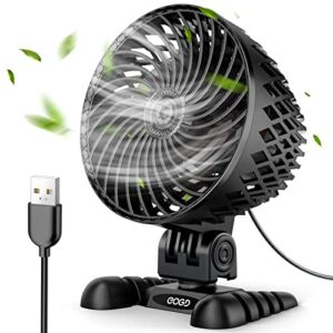 EOGD 2022 Newest USB Desk Fan with Stepless Speed Control, 4.2″ Desk Fans Small Quiet Personal Fan with Strong Wind Up To 12MPH, 360° Rotatable Mini Table Fan With Removable Fan Guard (Black)