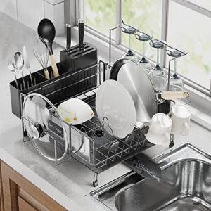 Cutlery Drying Rack, Kitchen Cutlery Drainer, (Free Direction Draining) Stainless Steel Sink Organizer Cutlery and Drainer Set with Cutting Board Rack Cutlery Rack Cup Holder for Kitchen Counter