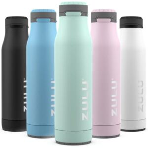 ZULU Ace Vacuum Insulated Stainless Steel Water Bottle with Leak-Proof Locking Lid and Removable Base, Yucca, 24oz