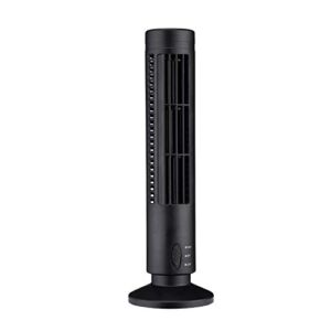TEMAIKO Bladeless Tower Fan,Button Control Cooling Fan with 2 Gear Wind Speed, Mini Electric Fan for Home Office Desktop Black