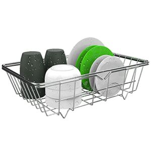 3-in-1 Dish Drying Rack, Dish Drainer in Sink, Dish Rack Over The Sink or On Counter , Rustproof, Easy to Clean, Save Counter Space for Kitchen
