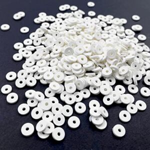 2000pcs Heishi Vinyl Beads Polymer Clay Beads Flat Round Spacer Beads for Making Bracelet Necklace Earring Accessories DIY Handmade Craft (White, 6mm)