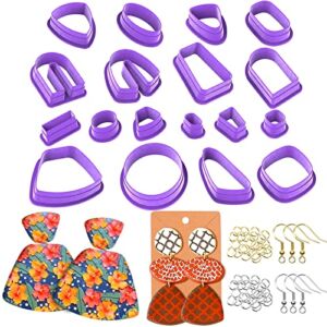 Mity rain Polymer Clay Cutters, 18Pcs Clay Earring Cutters Different Shape Plastic, Clay Cutters for Polymer Clay Jewelry Making with Earring Cards, Earring Hooks