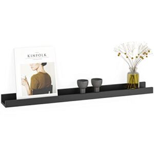 Ballucci Floating Wall Shelf, 35″ Wall Mounted Long Picture Ledge Wood Shelf for Nursery, Living Room, Bedroom, Kitchen – Black