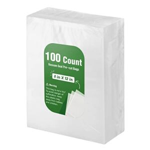Syntus Vacuum Sealer Bags, 100 Quart 8″ x 12″ Commercial Grade PreCut Bag, Food Vac Bags for Storage, Meal Prep or Sous Vide