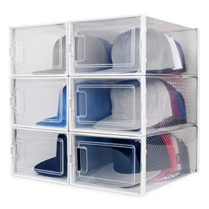 Apobabo Hat Organizer for Baseball Caps, Transparent Dust-Free Cap Rack Box Display, Easy Assembly Stackable Hat Storage System