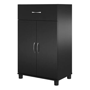 Pemberly Row Transitional 24″ 1 Drawer/2 Door Base Storage Cabinet in Black