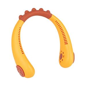 POPG Neck Fan Portable Cartoon Kids Personal Small Fans USB Rechargeable Hands Free Bladeless Fan Headphone Design Neck Air Conditioner for Kids, Orange, (SO04900341_Oran1-6729-1147202371)