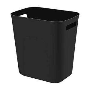 Plastic Small Trash Can Wastebasket, Garbage Container Basket for Bathrooms, Laundry Room, Kitchens, Offices, Kids Rooms, Dorms, 3.5 Gallon, Black