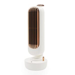 Portable Tower Fan USB, Desk Cooling Fan Misting Humidification, Table Personal Fan with 60 Wind Guide Blades, 3 Speed and Timing, MIni Misting Tower Fan for Home, Office and Room(White)