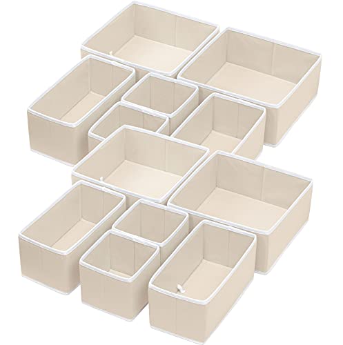 Simple Houseware Foldable Cloth Storage Box Closet Dresser Drawer Divider Organizer Basket Bins for Underwear Bras, Beige (Set of 12) | The Storepaperoomates Retail Market - Fast Affordable Shopping