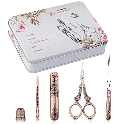 BUTUZE Embroidery Scissors Kit, European Antique Vintage Sewing Kit, Complete Vintage Sewing Tools with Embroidery Scissors,Original Case,Sewing Needle Case, Awl for Sewing, Craft, Needlework | The Storepaperoomates Retail Market - Fast Affordable Shopping