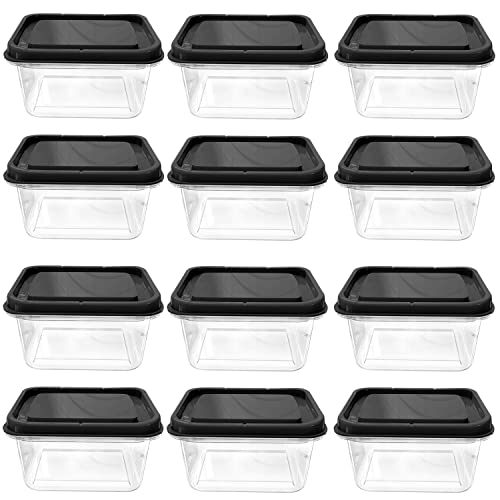 12 Pieces 12 OZ Food Storage Containers Set, Plastic Storage Containers with Lids, For storing food and fruit, black. | The Storepaperoomates Retail Market - Fast Affordable Shopping
