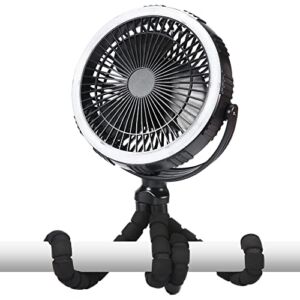 AddAcc Golf Cart Fan, 8 inch 10000mAh Rechargeable Portable Fan, Battery Operated Clip On Fan with LED Light for Golf Car Boat Truck Utility Vehicles Farm ATV Forklift Construction Vehicles