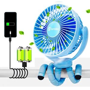 Mini Handheld Personal Portable Fan – Used as Power Bank, Mini Cooling Small Bed Fan, USB Rechargeable, Battery Operated Fan With Flexible Tripod, Fans Clip-On Baby Stroller/Car Seat/Bike(Blue)