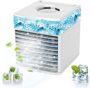 Portable AC Air Conditioner Mini Air Conditioner AC Fan Small Evaporative AC Desktop Air Coolers with 3 Wind Speed & Humidifier & 7 Colorful light