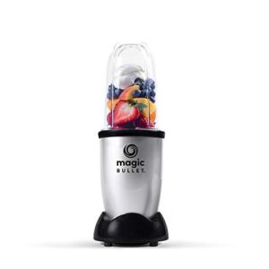 M.B Magic Bullet Essential Personal Blender, Silver – 250W Motor with Tall Cup, stainless steel cross blade and 1 to-go lid