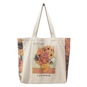 BROADREAM Canvas Tote Bag Aesthetic – Zippered Tote Bag with Interior Pocket by Shoulder Tote Bags for Women Shopping,School